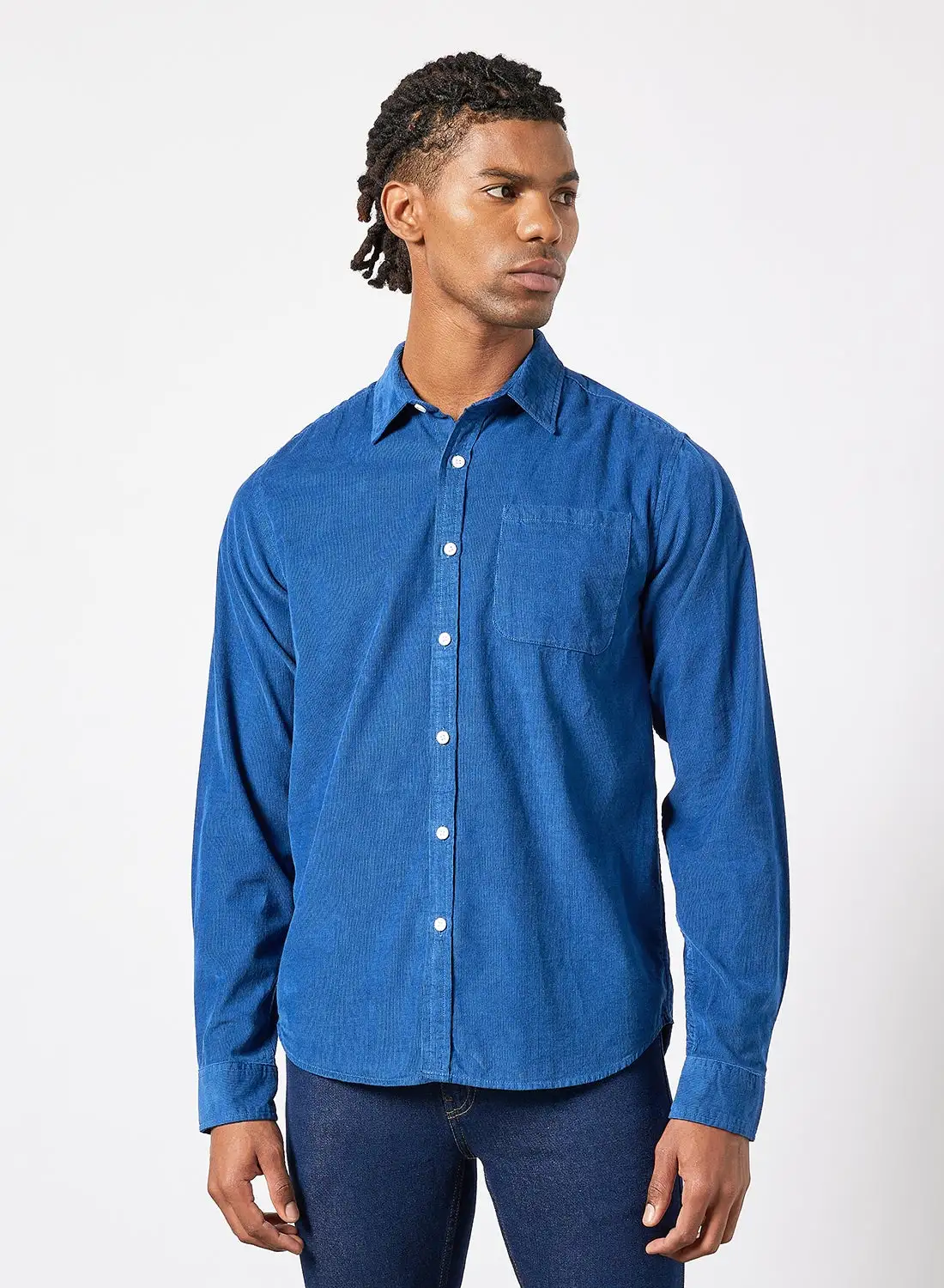 Noon East Men's Corduroy Casual Shirt Navy