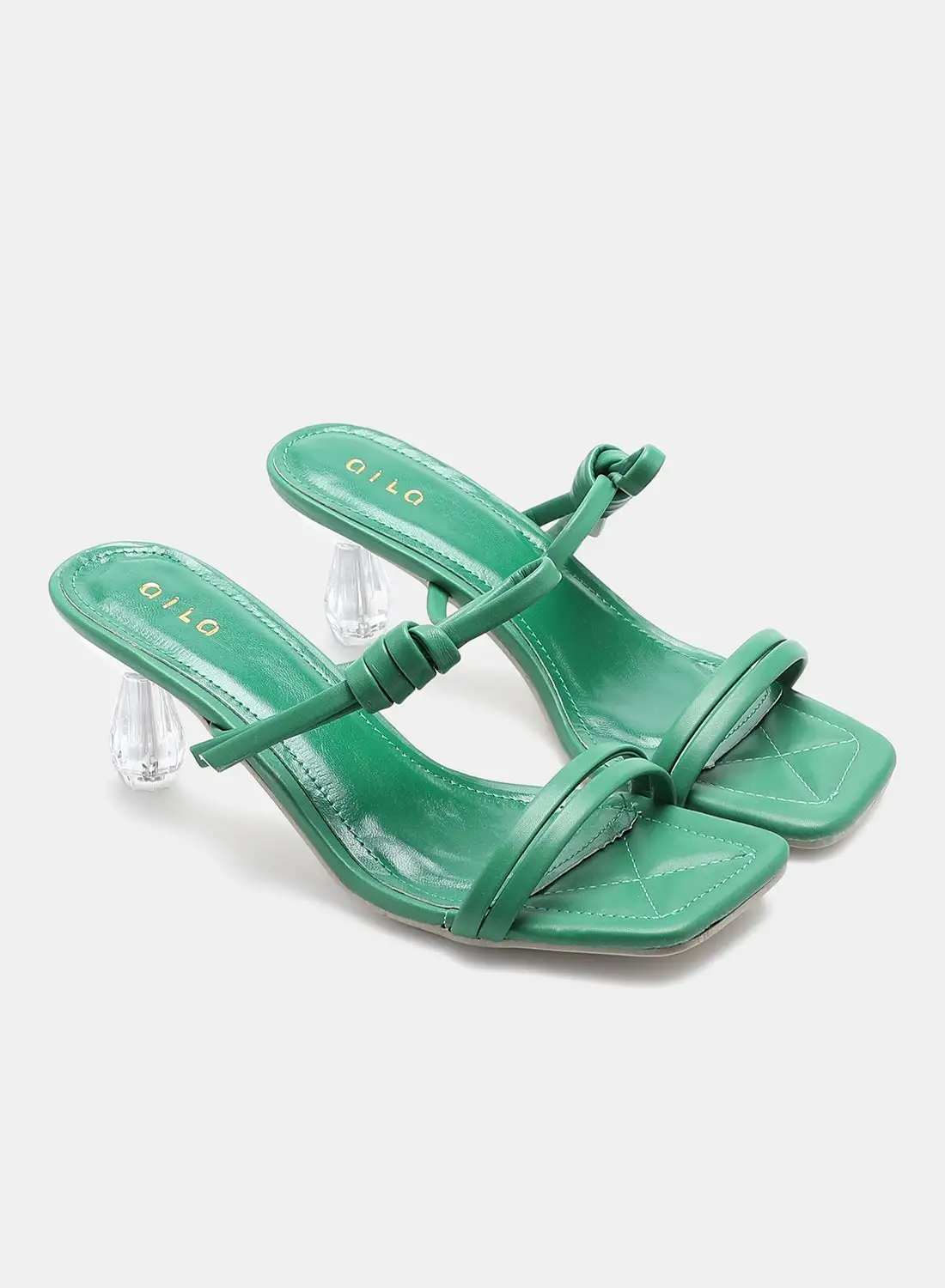 Aila Slip-On Heeled Sandals Green