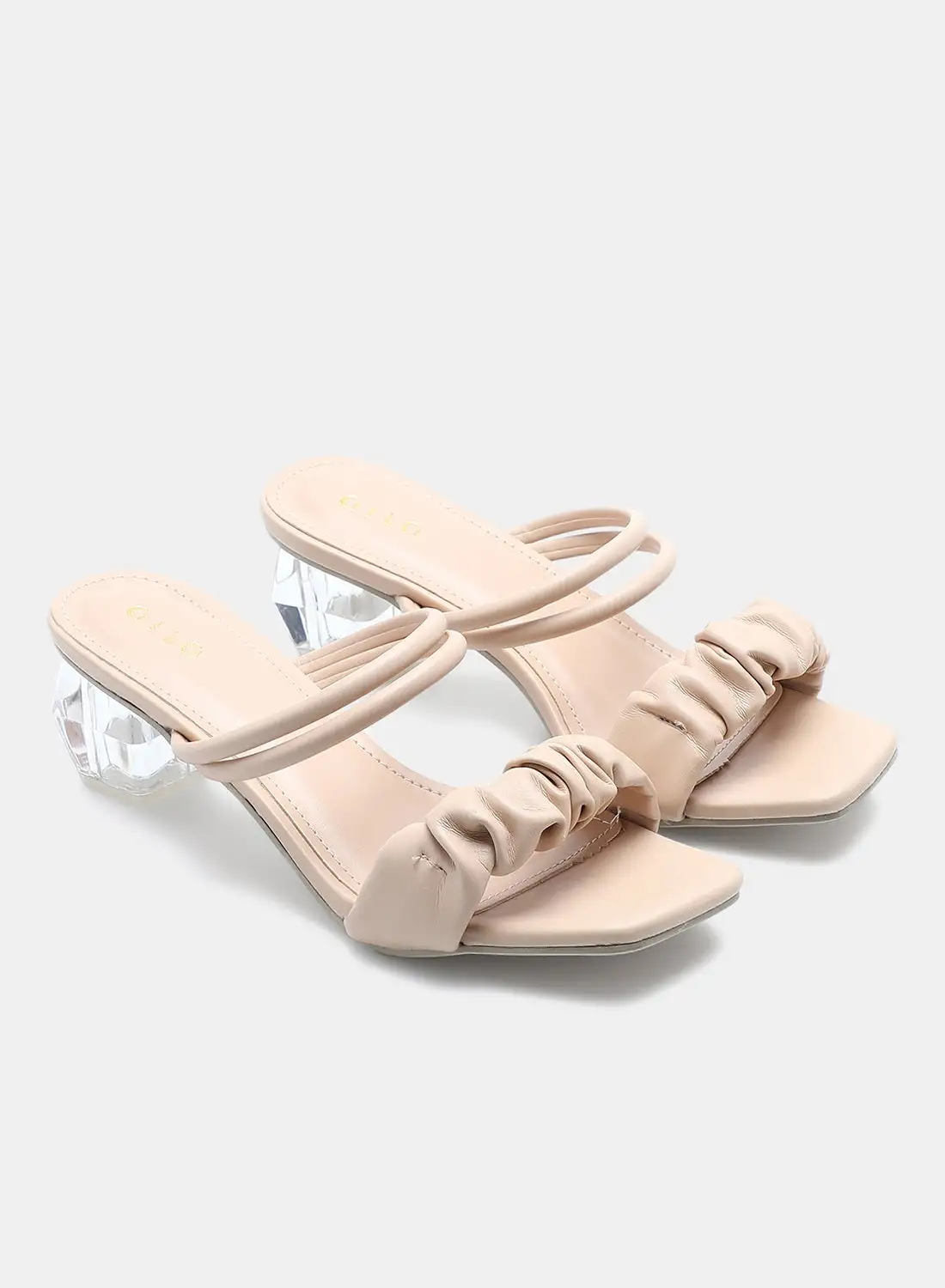 Aila Slip-On Mid Heeled Sandals Nude