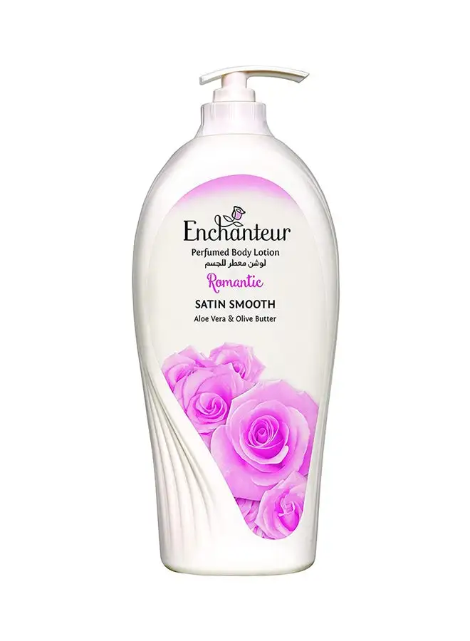 Enchanteur Satin Smooth- Romantic Lotion with Aloe Vera And Olive Butter For Satin Smooth Skin White 750ml