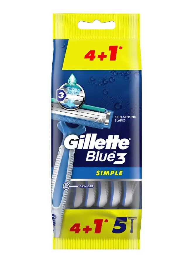 Gillette Blue 3 Simple Disposable Razors 5 Count