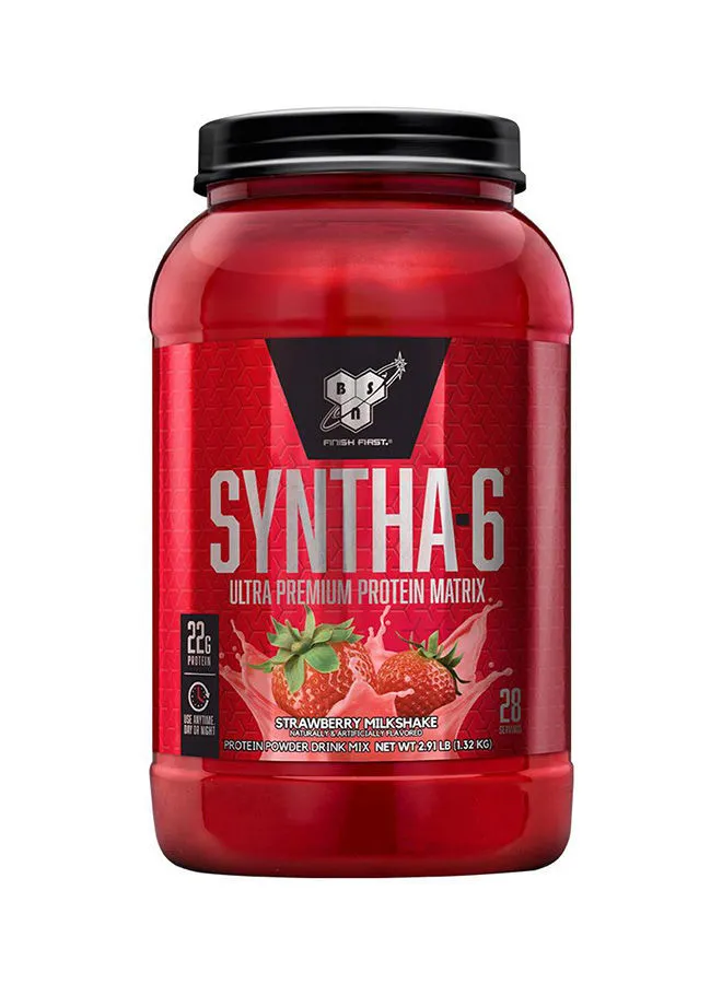 BSN Syntha-6 Ultra Premium Protein Matrix, Whey Protein Powder, Micellar Casein, Milk Protein Isolate Powder - Strawberry Milkshake, 2.91 Lbs, 28 Servings (1.32 KG)