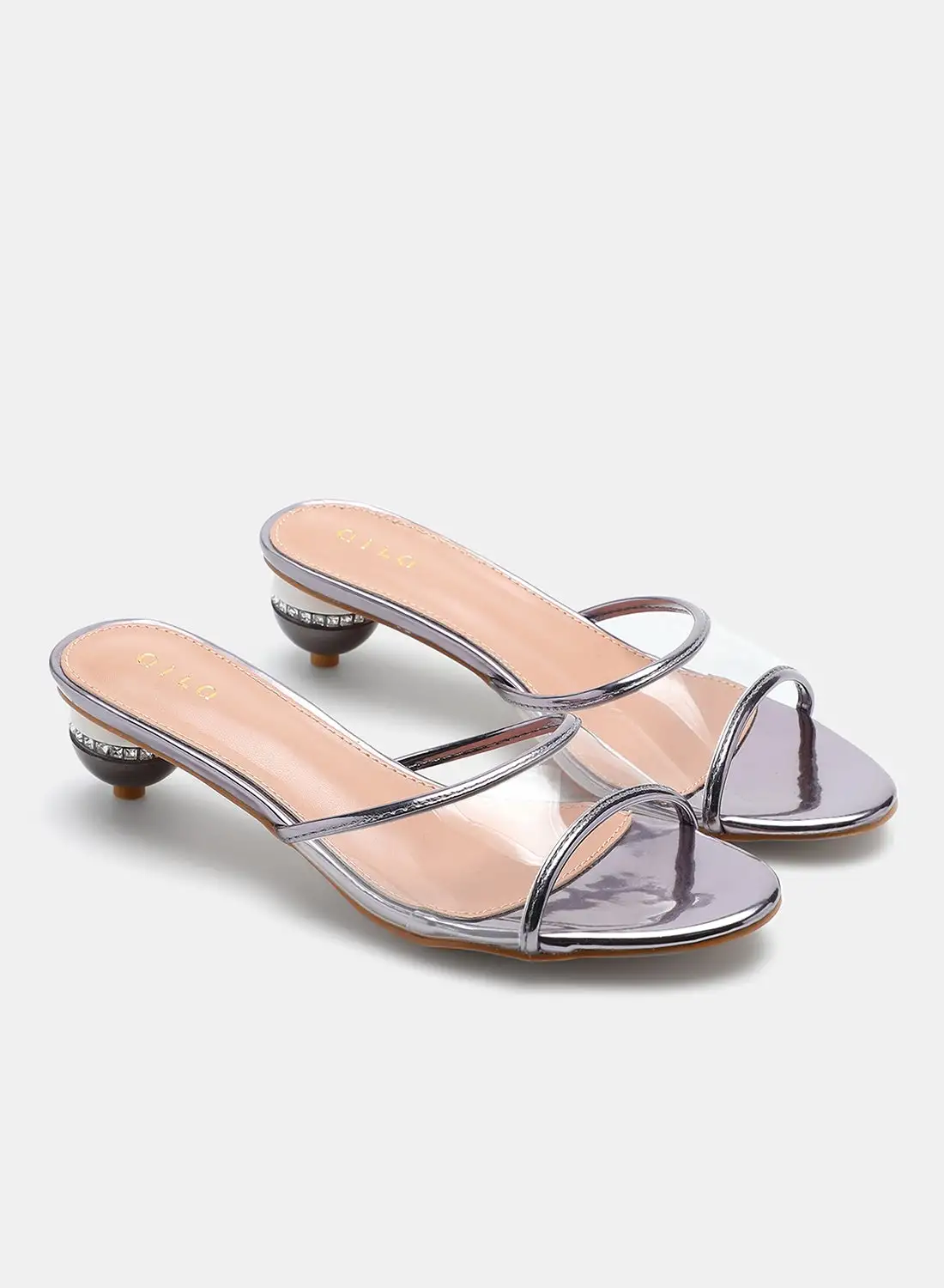 Aila Cone Heeled Sandals Grey