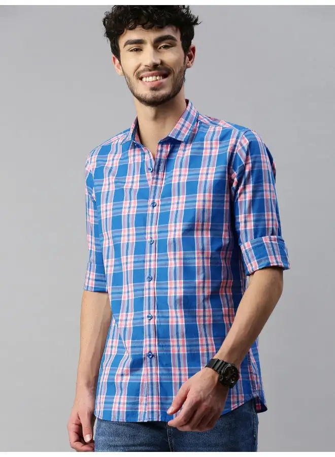 Mast & Harbour Regular Fit Casual Shirt Blue