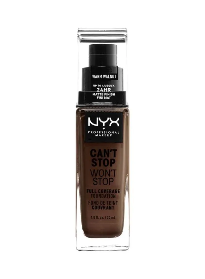 إن NYX Professional MAKEUP لا يمكن أن يتوقف ولن يوقف كريم الأساس للتغطية الكاملة الجوز الدافئ