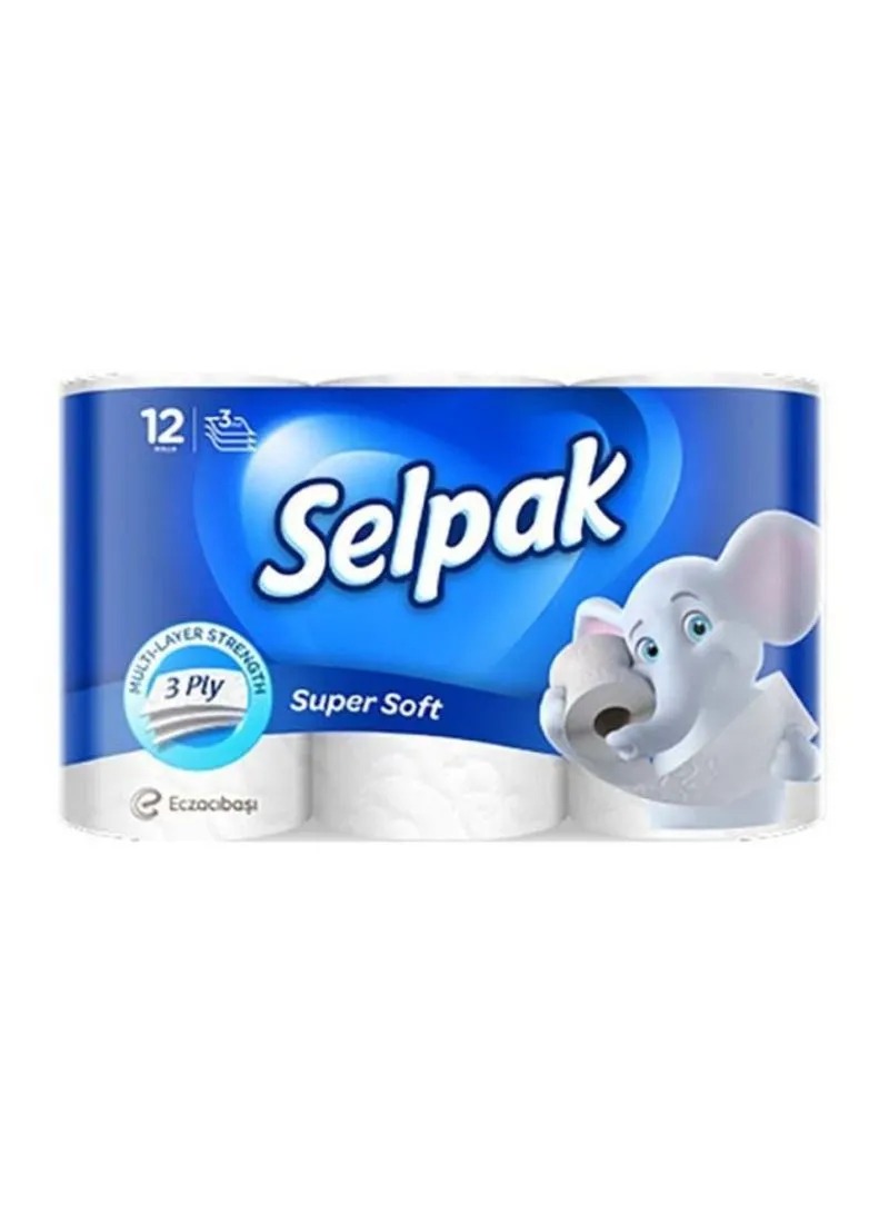 Selpak Super Soft Embossed Toilet Paper 140 Sheets X 3Ply, 12 Rolls