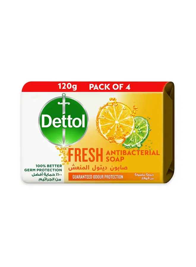 Dettol Pack of 4 Fresh Anti-Bacterial Bar Soap 120grams