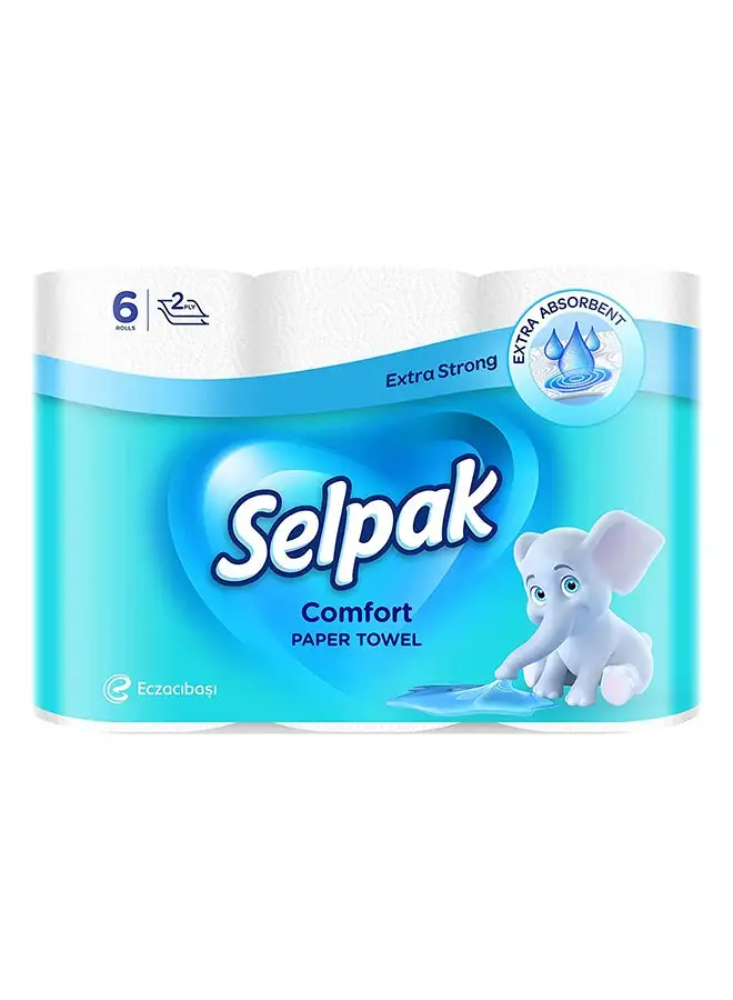 Selpak Comfort Paper Towel 2Ply, Pack of 6 Rolls