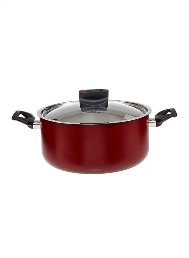 Prestige Aluminum Safecook With Nonstick Casserole Cooking Pot Red/Clear/Black 20cm