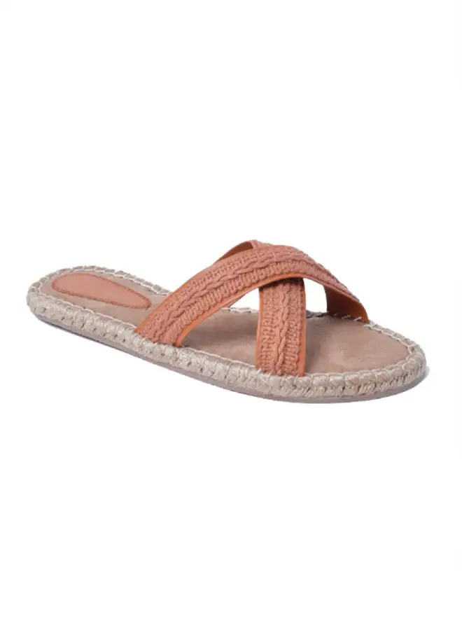 Geoomnii Margarita Elegant Flat Espadrille Sandal Peach