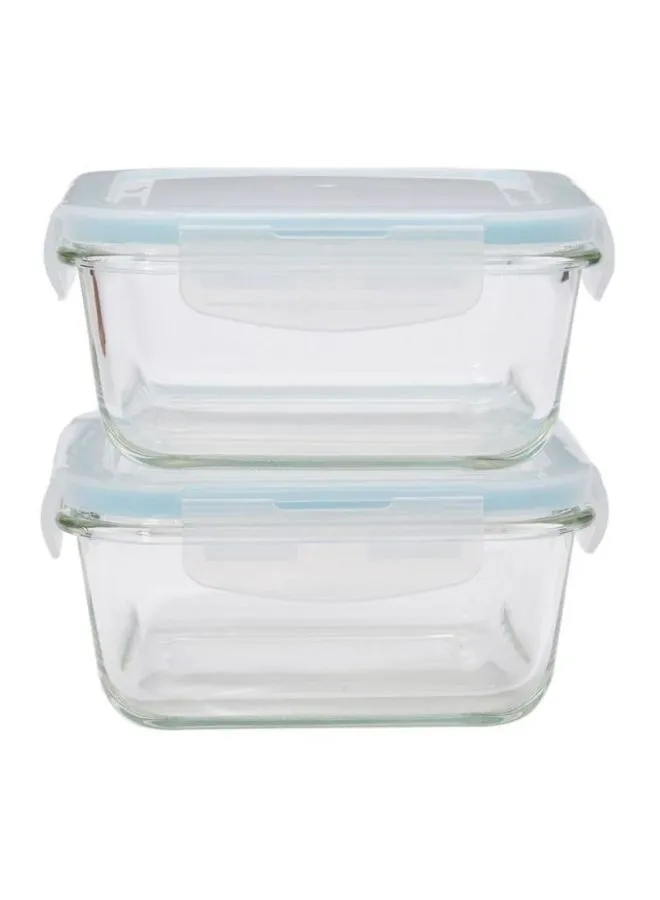 TALIONA Boro Pro 2-Piece Square Food Storage Container Set With Lid Blue/Clear 690ml