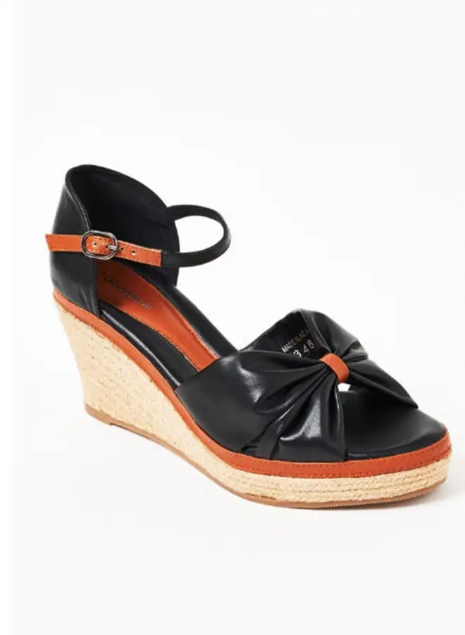 Geoomnii Yolanda Stylish Wedge Espadrille Sandal Black