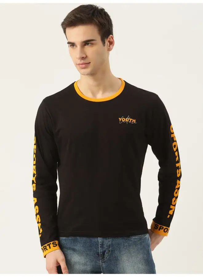 Moda Rapido Printed Long Sleeve T-Shirt Black/Orange