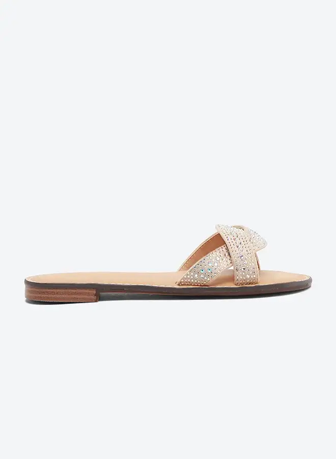 ZAHA PU Flat Sandals Beige