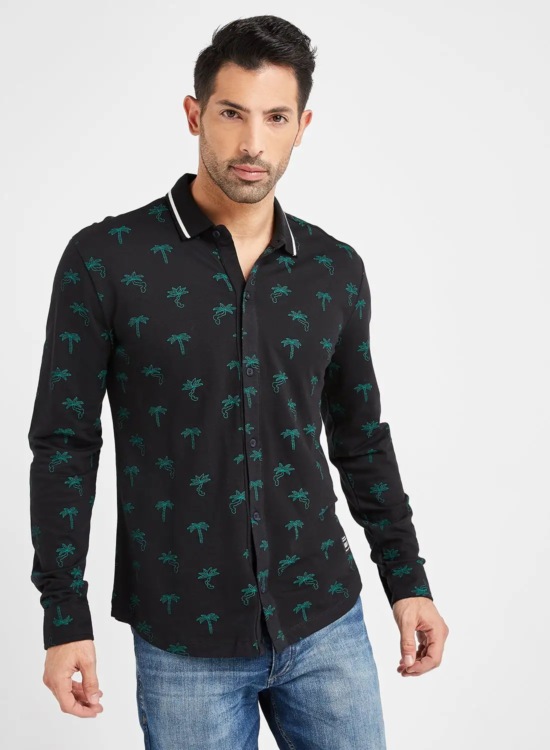 ABOF All Over Tree Print Shirt Black