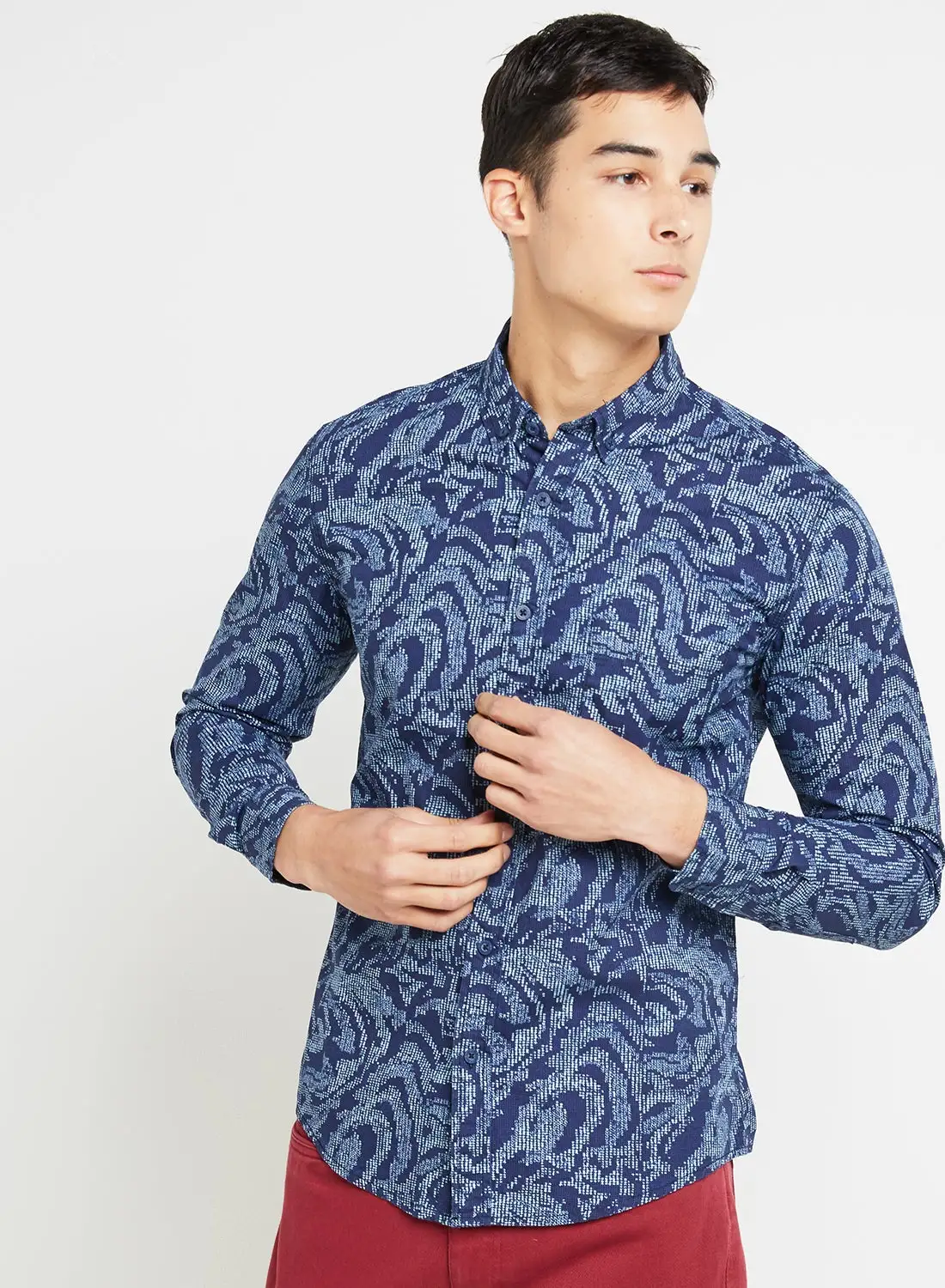 Blue Saint All Over Print Shirt Blue