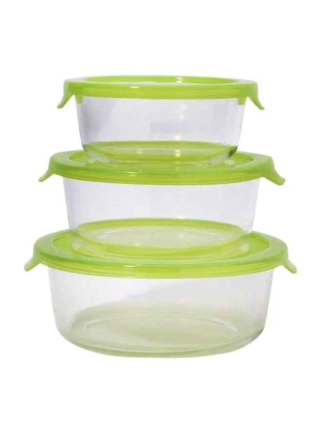 TALIONA Boro 3-Piece Round Food Storage Container Set with Lids Green Green/Clear 400/650/950ml