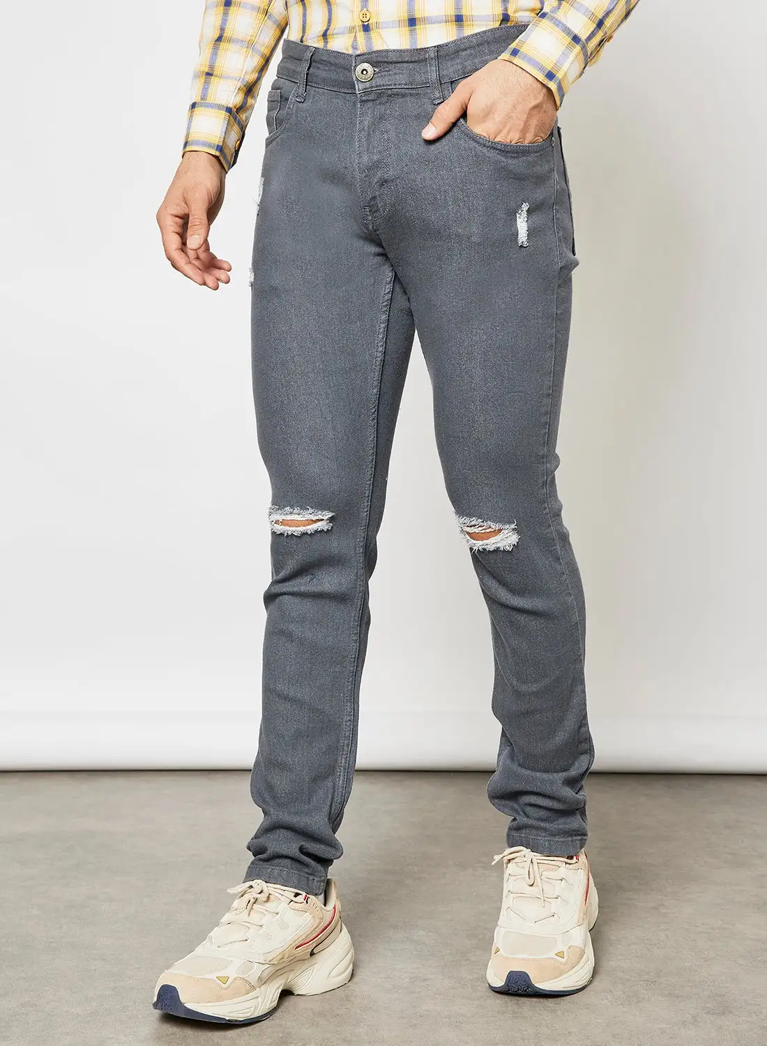 ABOF Casual Tapered Jeans Grey