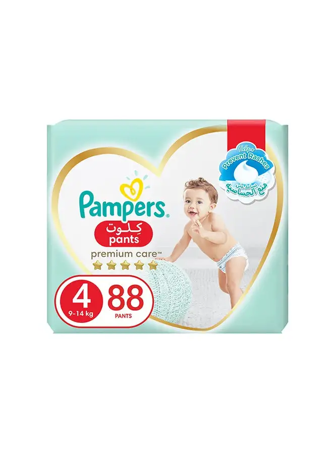 Pampers Premium Care Pants Diapers Size 4 9-14kg Softest Absorption For Ultimate Skin Protection 44 Count Pack of 2