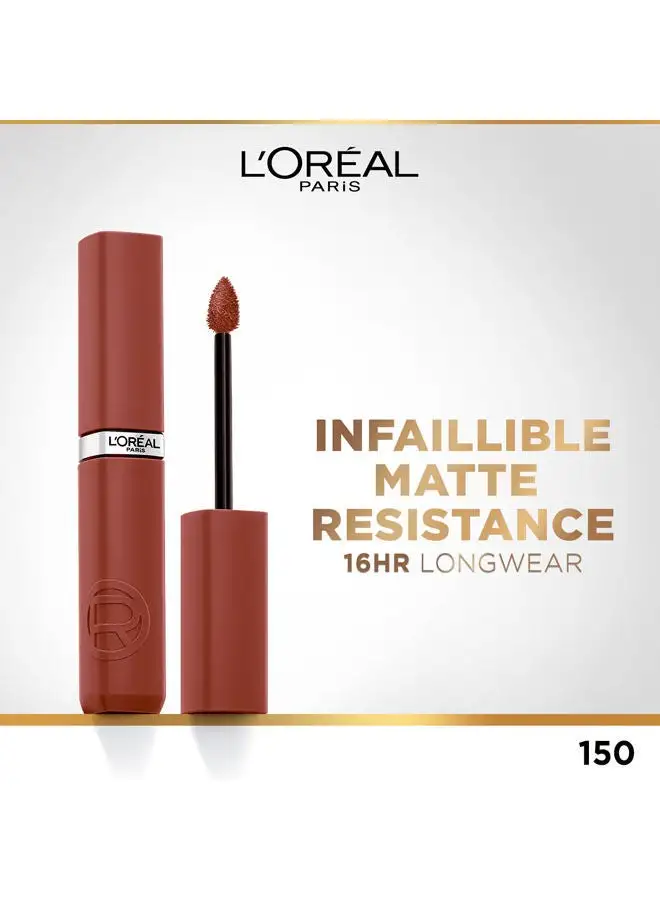 L'OREAL PARIS L'Oréal Paris Infaillible Matte Resistance Liquid Lipstick With Hyaluronic Acid - 150 Lazy Sunday