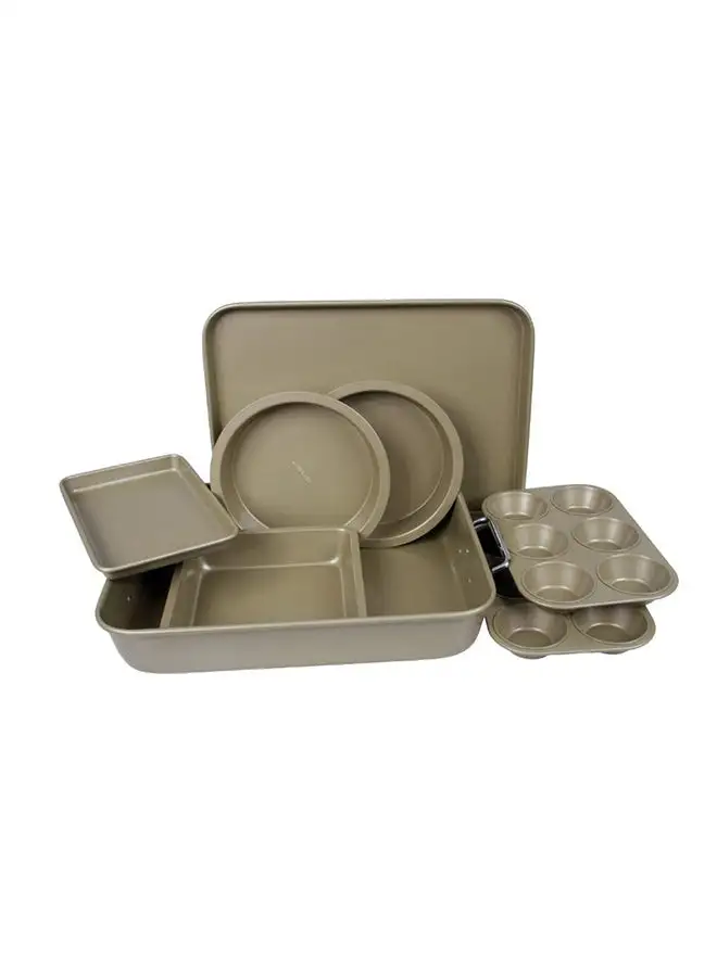 BERGNER 8-Piece Bake right Pro Carbon Steel Bake ware Set Greenish Gold Greenish Gold