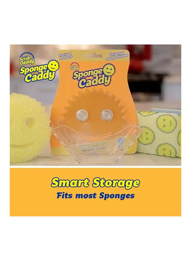 Scrub Daddy Sponge Holder -  Daddy Caddy, Sink Sponge Holder With Suction Cups for Smiley Face Sponge, Sink Organizer for Kitchen and Bathroom, Self Draining, Dishwasher Safe and Fits almost All Sponges, Set Of 1