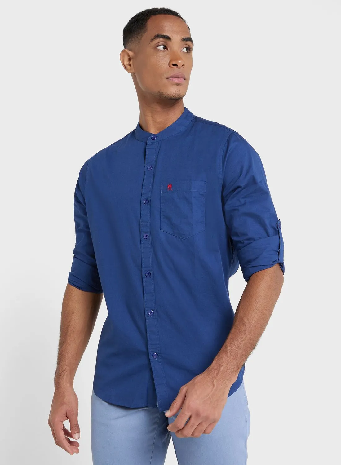 Thomas Scott Thomas Scott Men Blue Slim Fit Casual Cotton Shirt