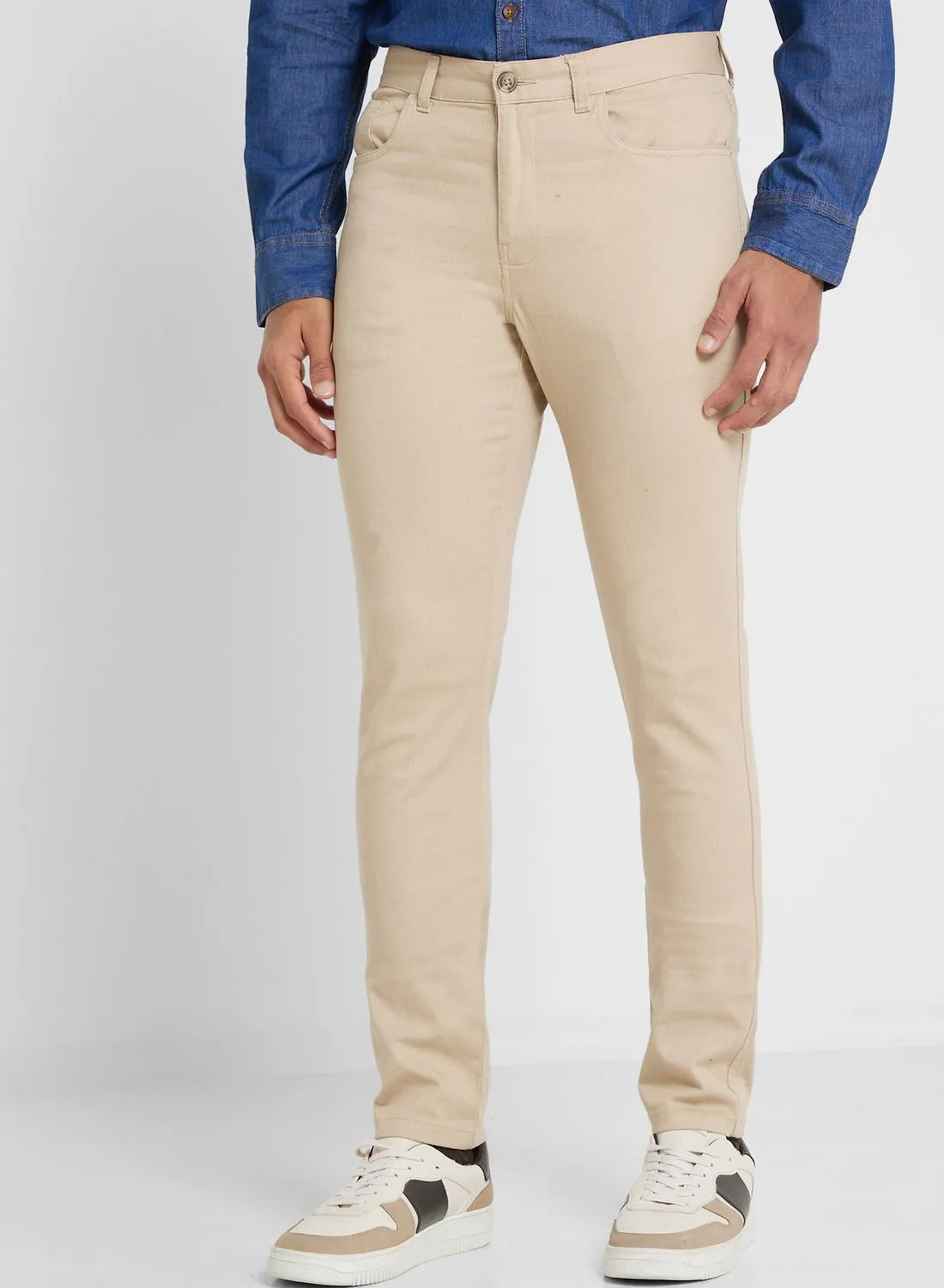 Thomas Scott Thomas Scott Men Beige Slim Fit Trousers