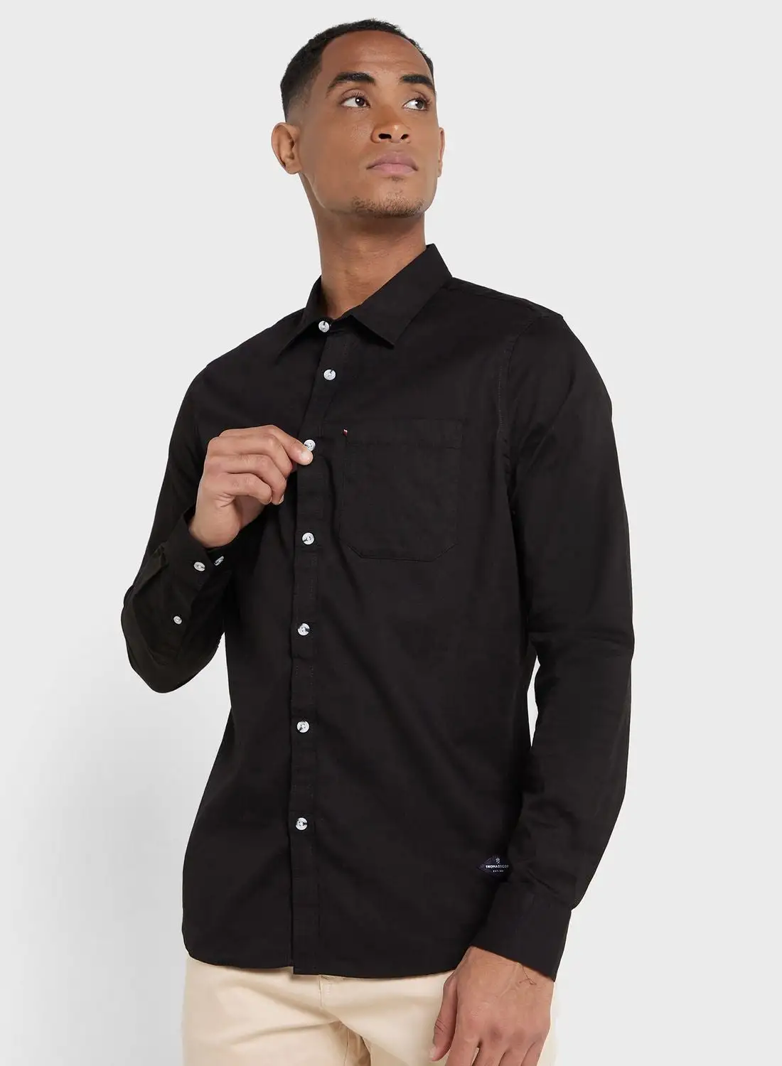 Thomas Scott Thomas Scott Men Black Slim Fit Cotton Casual Sustainable Shirt