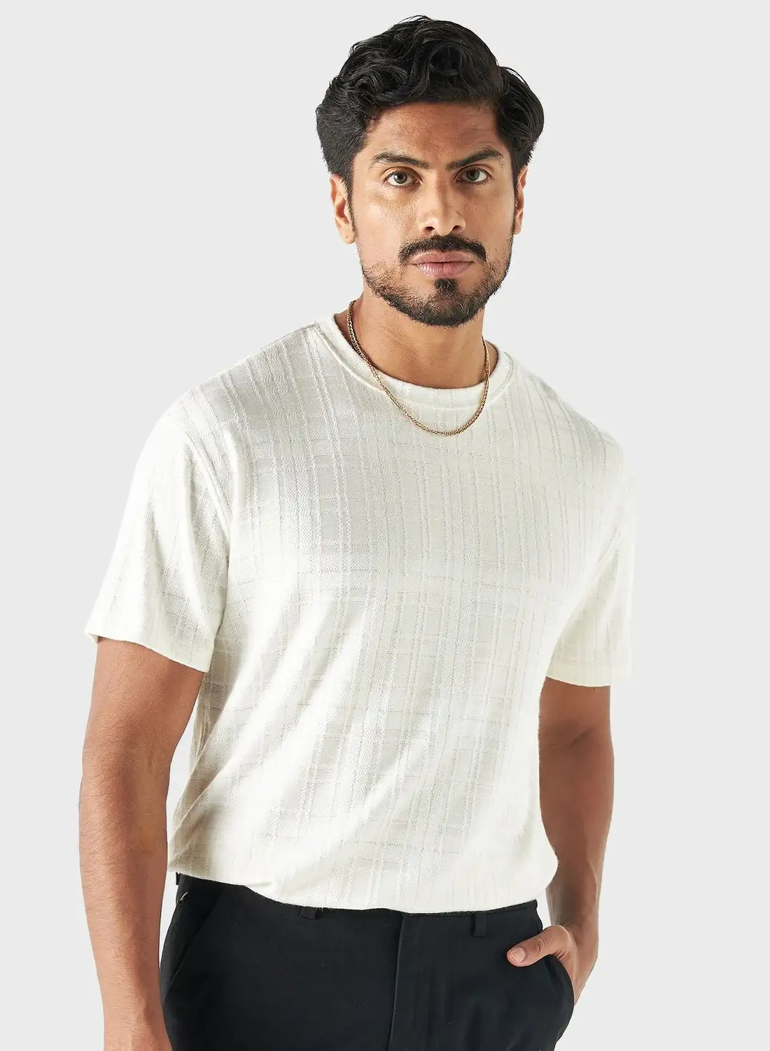 Iconic Textured Crew Neck T-Shirt