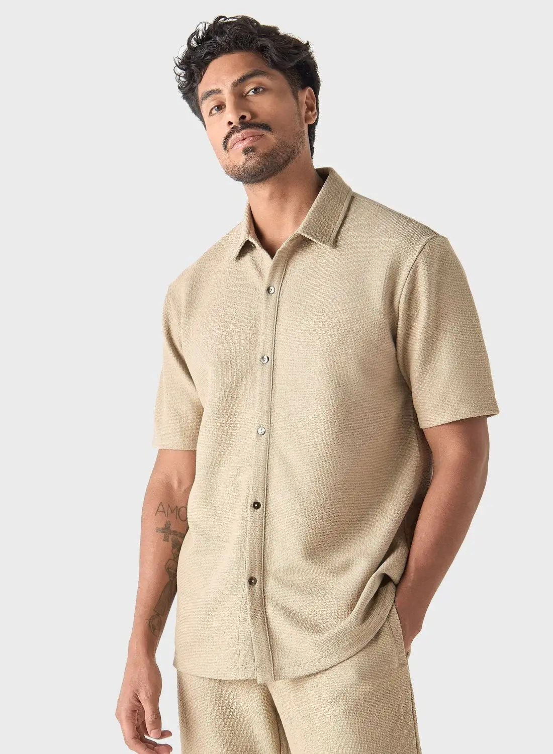 Iconic Textured Regular Fit Shirt