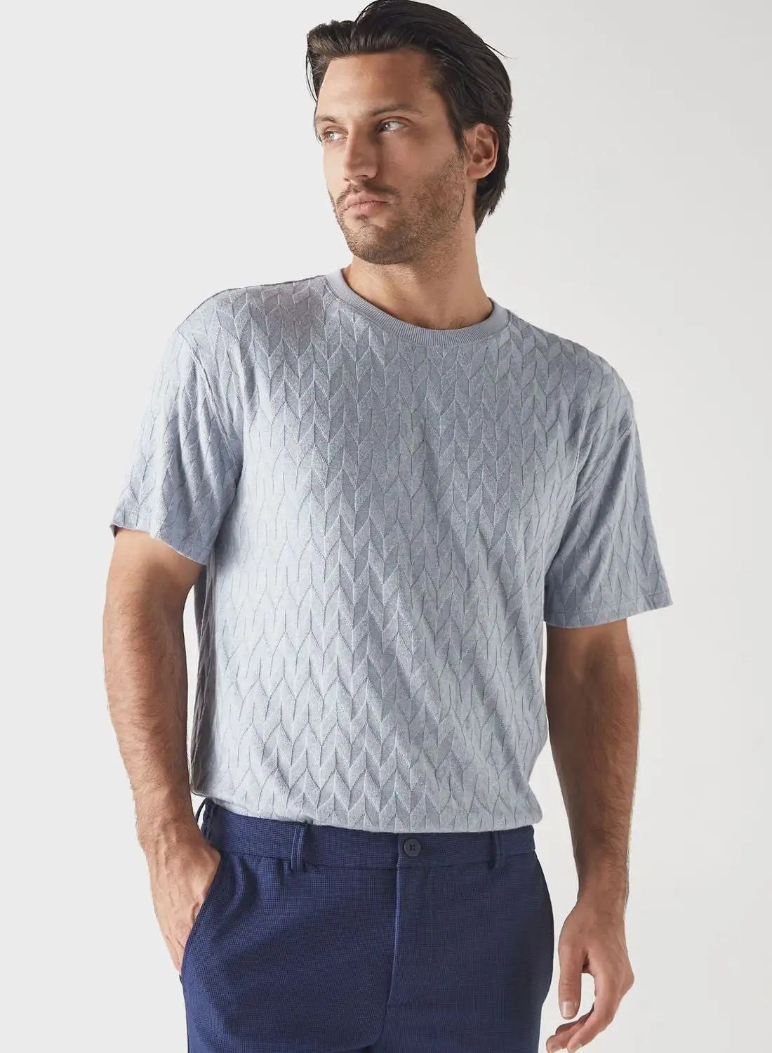 Iconic Textured Crew Neck T-Shirt