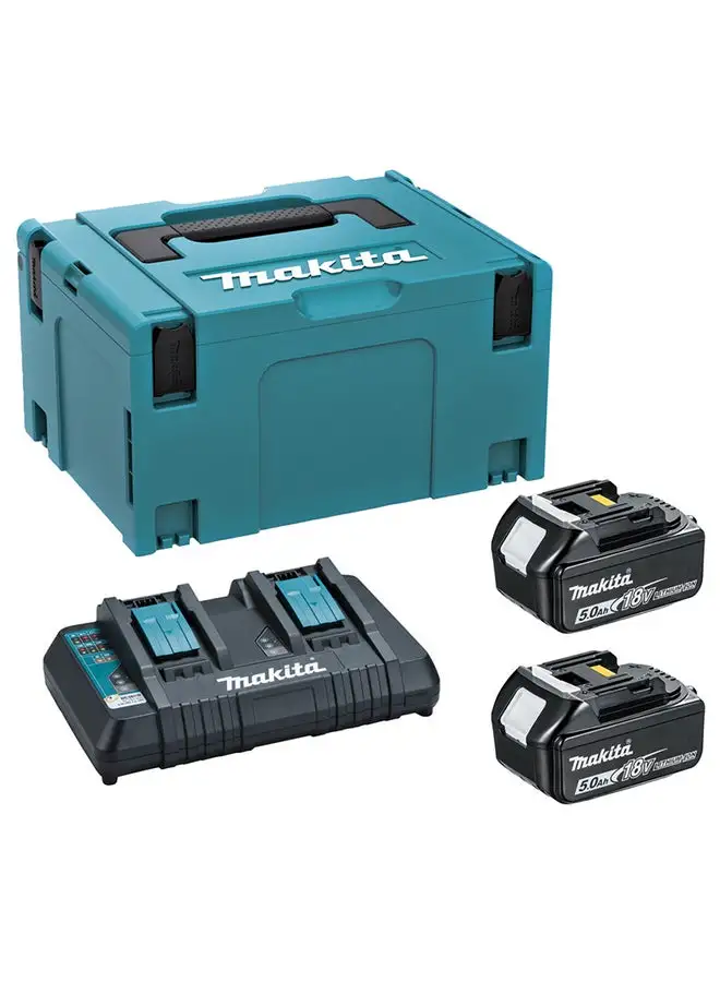 Makita Makita 198567-1 18V Lithium-ion Power Source Kit|2x 5Ah Batteries and 1x 2 Port Charger in Makpak