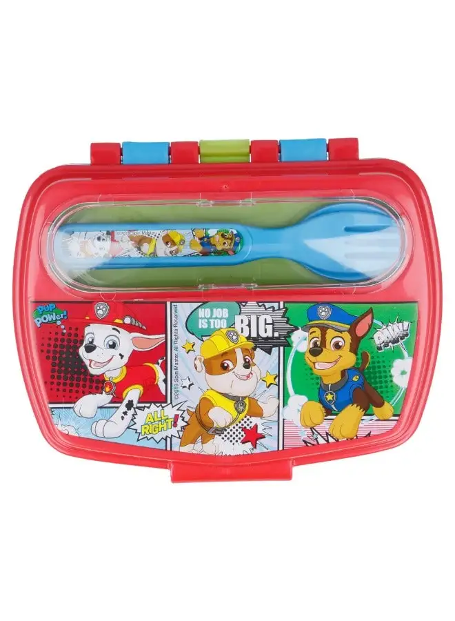 Disney Funny Sandwich Box with Cutlery Paw Patrol Comic BPA Free Portable Lunch Container for Kids Customizable Design Perfect for Disney Cars Fans