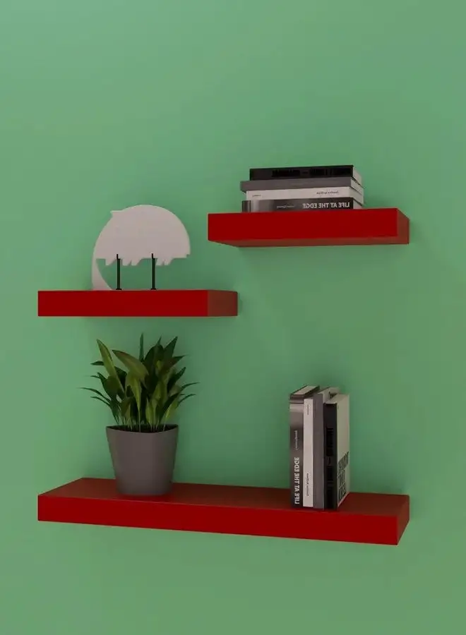 Feelings Floating Wall Shelves 60CM Red Size : 60x19.5x3.8cm