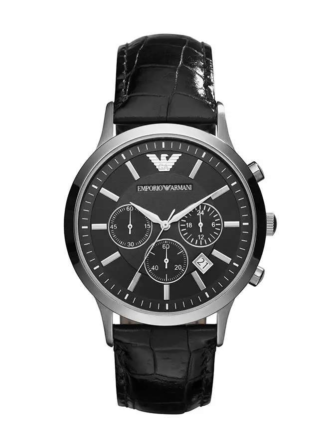 EMPORIO ARMANI Men's Analog Round Shape Leather Wrist Watch AR2447 - 43 Mm