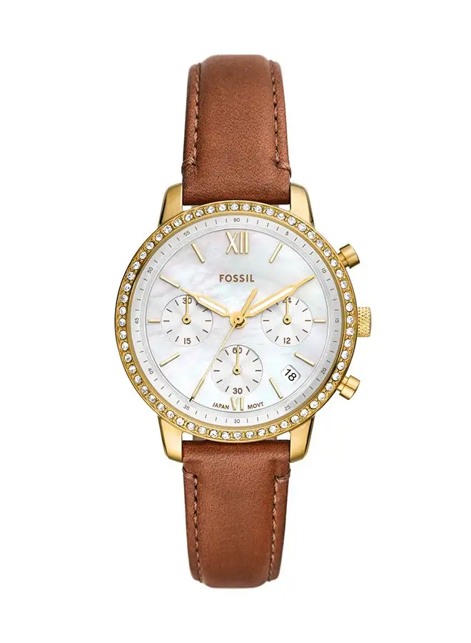 FOSSIL Women's Analog Round Shape Leather Wrist Watch ES5278 - 36 Mm