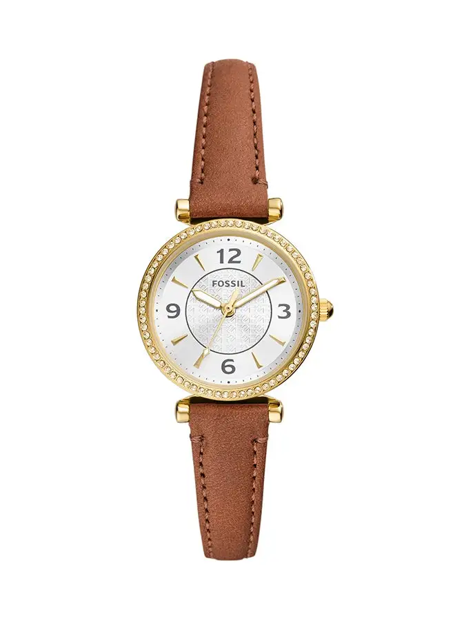 FOSSIL Women's Analog Round Shape Leather Wrist Watch ES5297 - 28 Mm