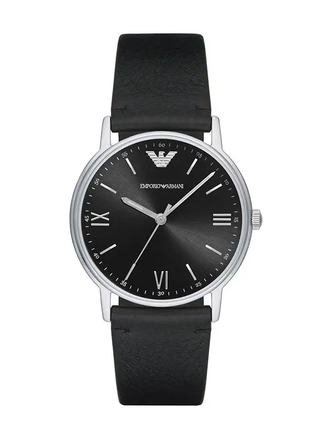 EMPORIO ARMANI Men's Analog Round Shape Leather Wrist Watch AR11013 - 41 Mm