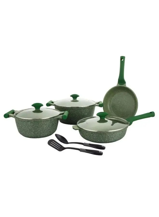 Prestige Prestige Essentials 9pcs Pots and Pans Set | Nonstick Cookware Sets |  Granite Pots Set | Kitchen Induction Pots and Pans Cooking Sets | Pan Sets for Cooking - Green