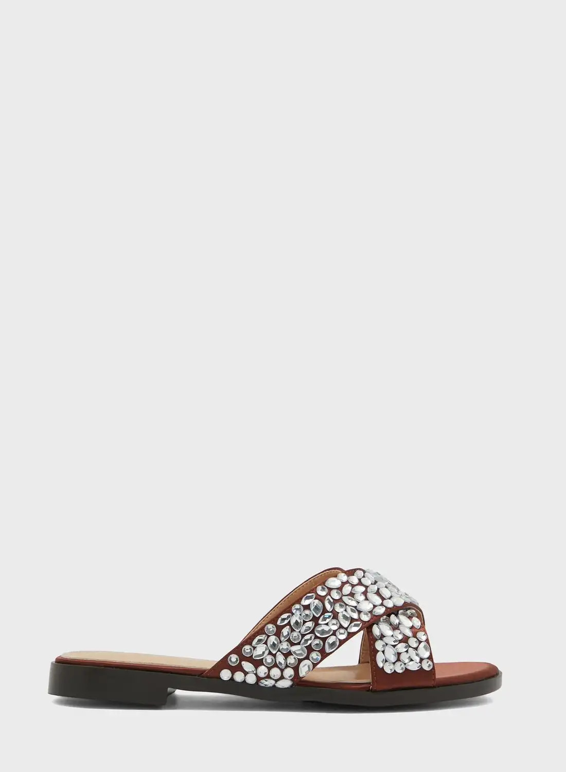 Khizana Jewel Encrusted Crossover Flat Sandals