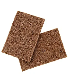 RoyalFord 2 Pcs Coconut Fibre Scrubber, Natural Fibre, RF10822 Biodegradable Sponge Eco Friendly Washing up Sponge for Dishes Scratch Less Cleaning, Multicolor