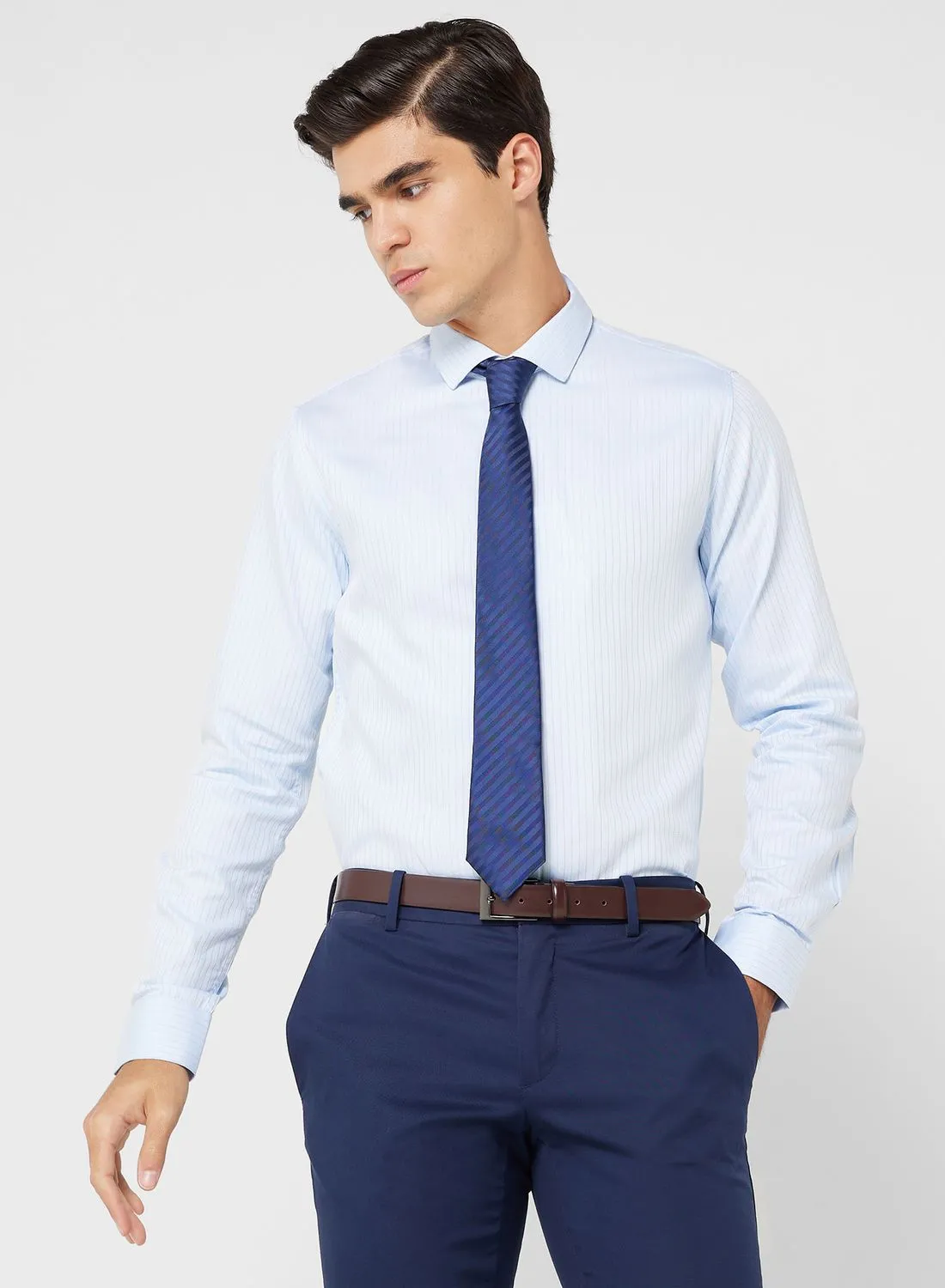 Robert Wood Pure Cotton Formal Shirt With Full Sleeve & Semi Cutaway Collar