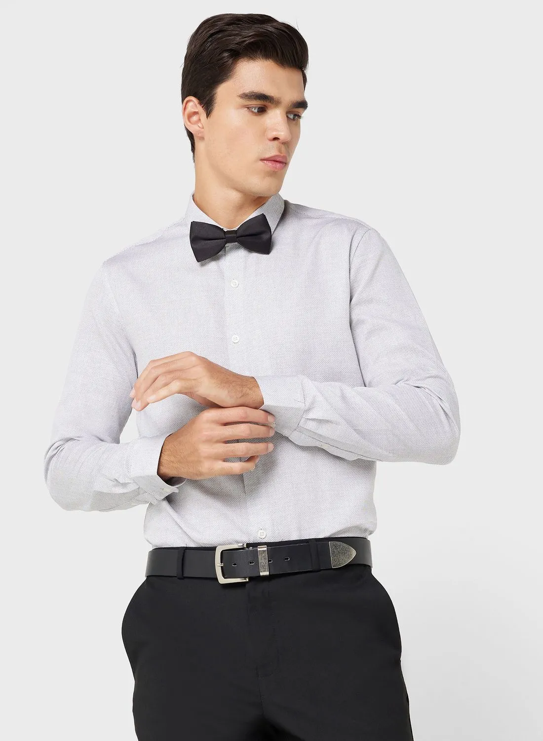 Robert Wood Pure Cotton Formal Shirt With Full Sleeve & Semi Cutaway Collar