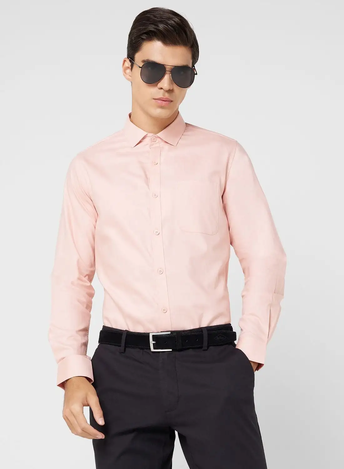 Robert Wood Pure Cotton Formal Shirt With Full Sleeve & Semi Cutaway Collar