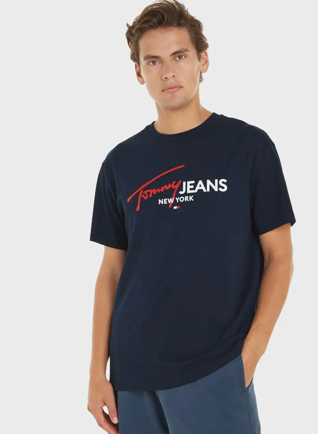 TOMMY JEANS Text Print Crew Neck T-Shirt