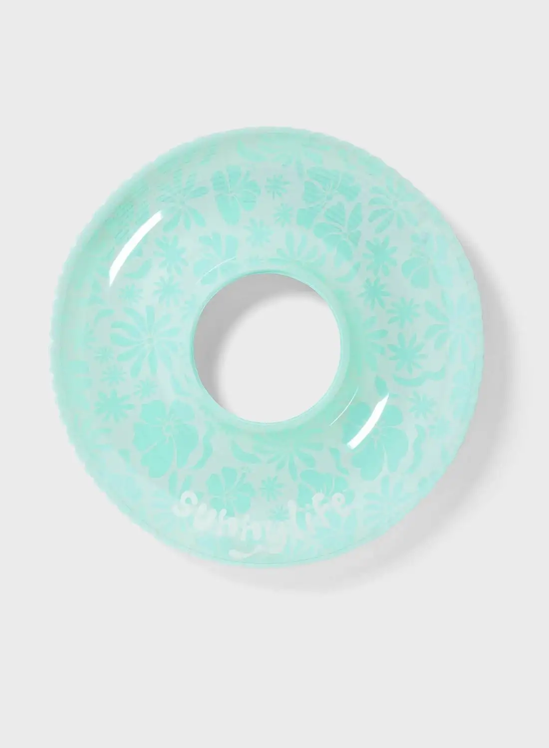 SUNNY LIFE Tube Pool Ring Floral Seafoam