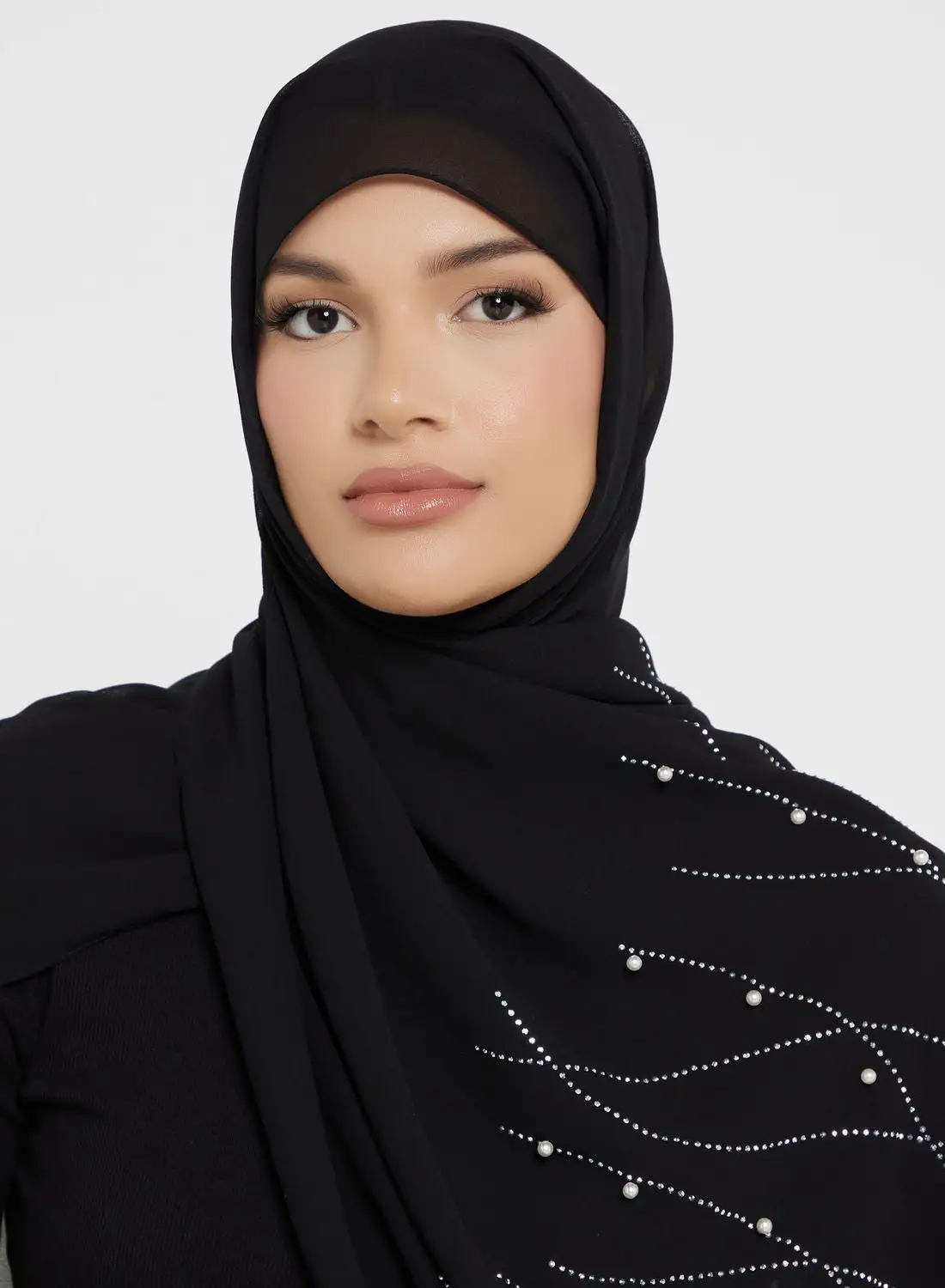 Khizana Pearl Embellished Long Hijab Scarf