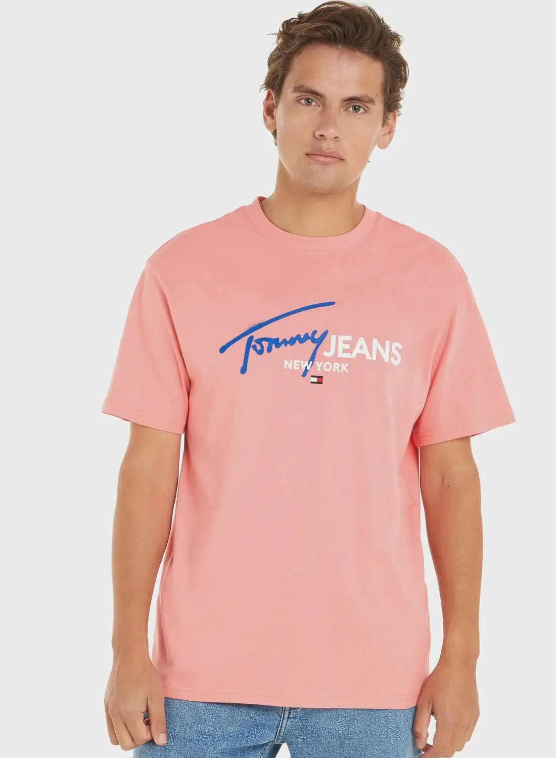 TOMMY JEANS Text Print Crew Neck T-Shirt