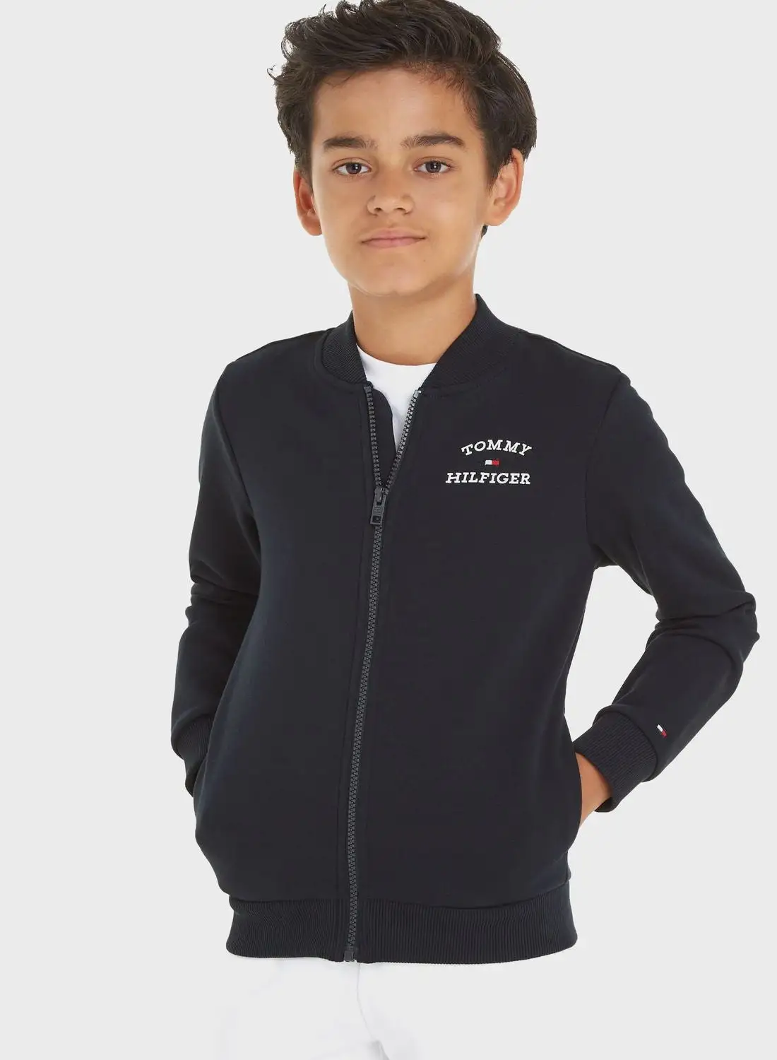 TOMMY HILFIGER Kids Logo Zip Through Sweatshirt